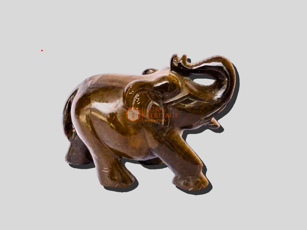 Tiger Eye Small Trunk Up Elephant Statue for Gift